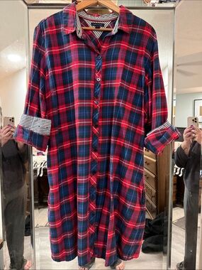 Tommy Hilfiger - Plaid Button-Front Longline Shirt Dress